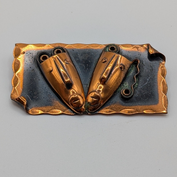 Vintage Rebajes Copper “Brazilian Masks” Brooch – Modernist Copper Art Pin - Picture 1 of 4